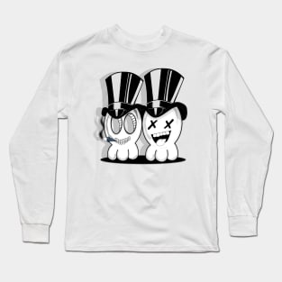 Cute Skull Characters with Top Hats and one with a cigar Long Sleeve T-Shirt